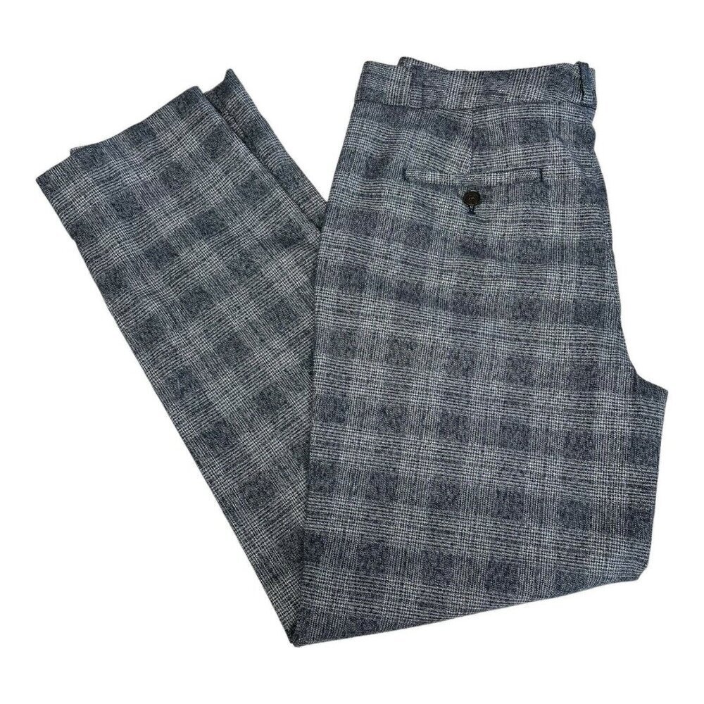 Banana Republic Women Avery Pant~Size Tag Missing~Black Plaid Soft Classic L1 01